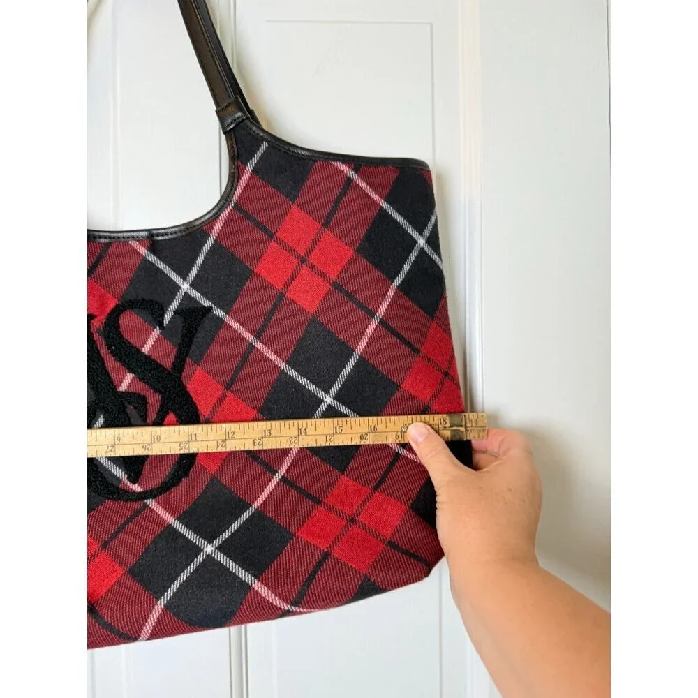 Victoria’s Secret Red & Black Tartan Plaid Tote Bag - Retired EUC